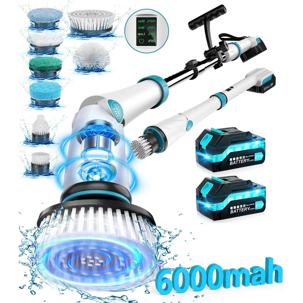 Amiluo Electric Spin Scrubber with Extension Handle 8-Head Set: $80.98 Amiluo Electric Spin Scrubber with Extension Handle 8-Head Set: $80.98
