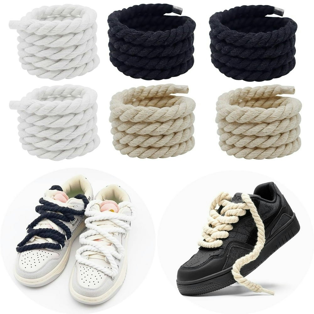 Giracoa Thick Round Rope Shoe Laces 3-Pair Pack 150cm: $7.99 Giracoa Thick Round Rope Shoe Laces 3-Pair Pack 150cm: $7.99