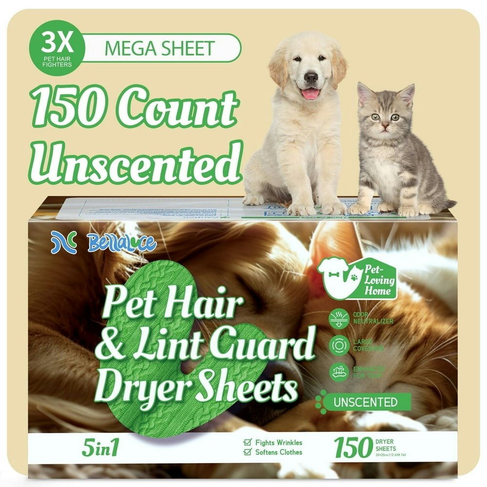 Bellaluce Pet Hair and Lint Guard Dryer Sheets Unscented 150 Count: $15.39 Bellaluce Pet Hair and Lint Guard Dryer Sheets Unscented 150 Count: $15.39