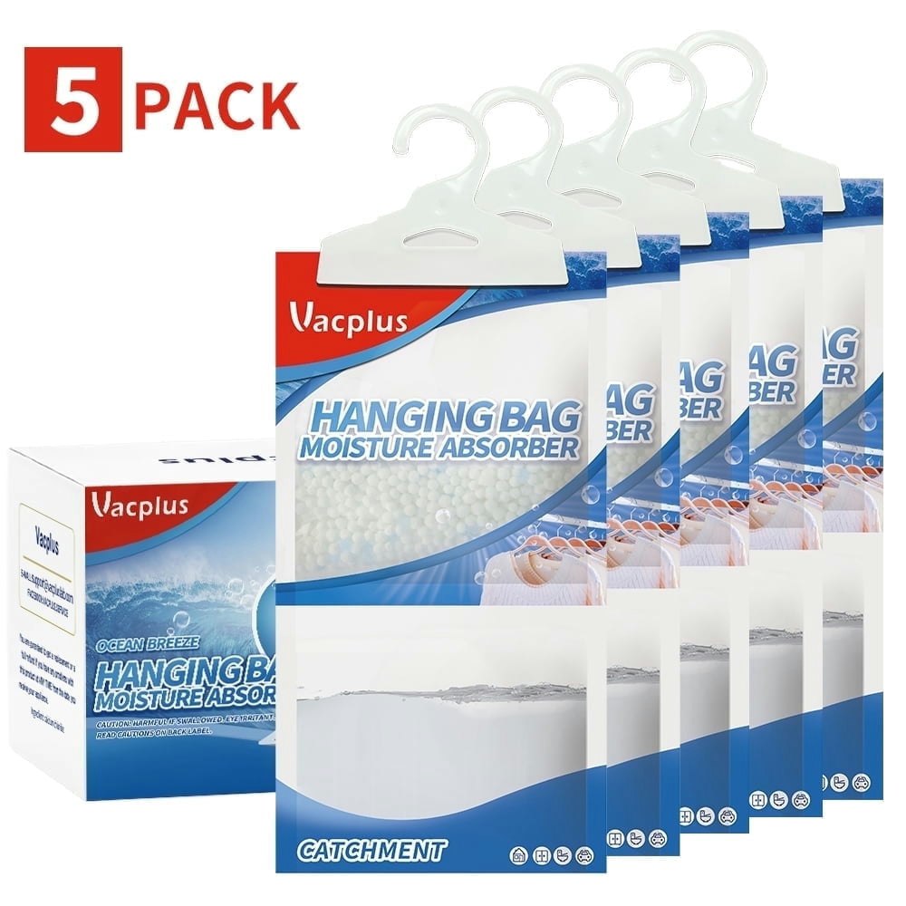Vacplus Ocean Breeze Moisture Absorber Hanging Bags 5-Pack 9.8 oz: $14.69