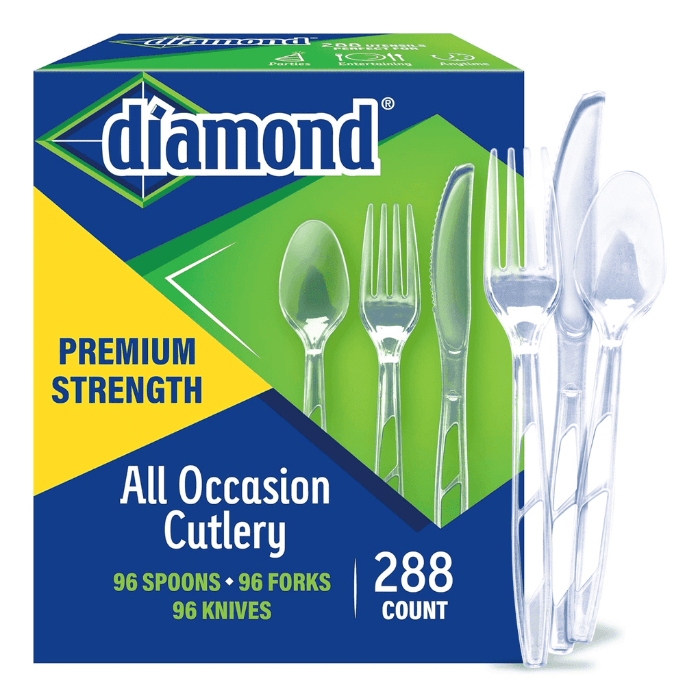 Diamond All Occasion Clear Plastic Disposable Cutlery Set 288-Count: $17.98