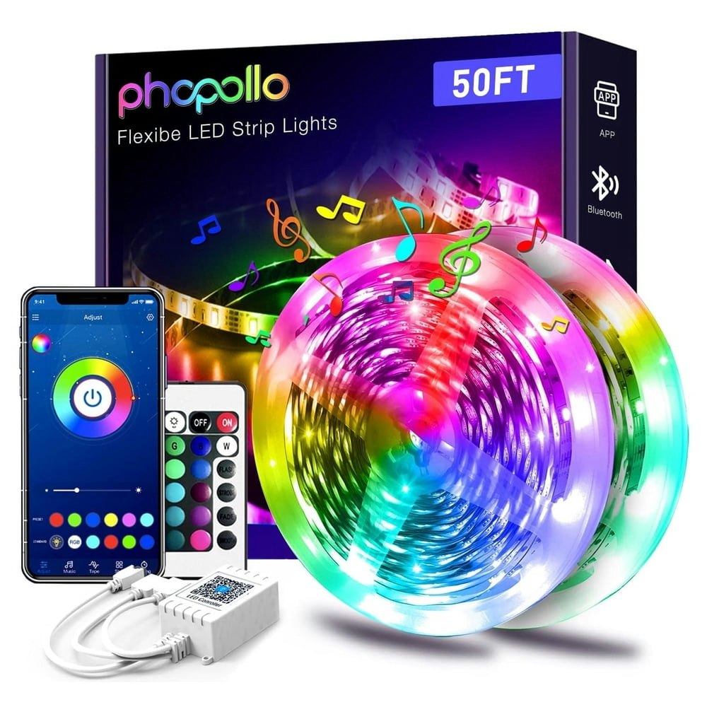 Phopollo 50ft Bluetooth LED Strip Lights: $10.49 Phopollo 50ft Bluetooth LED Strip Lights: $10.49