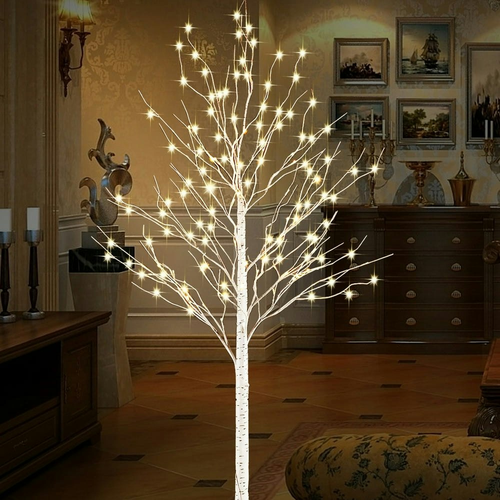 6-Foot Birch Tree Lighted Decor Tree 440-LED Warm White w/ Remote: $44.35