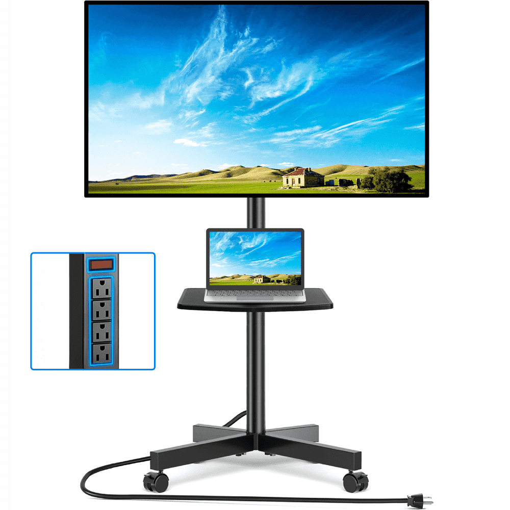 RTVR Rolling Mobile TV Stand Cart for 32 to 65 inch TVs with Power Outlet: $52.77