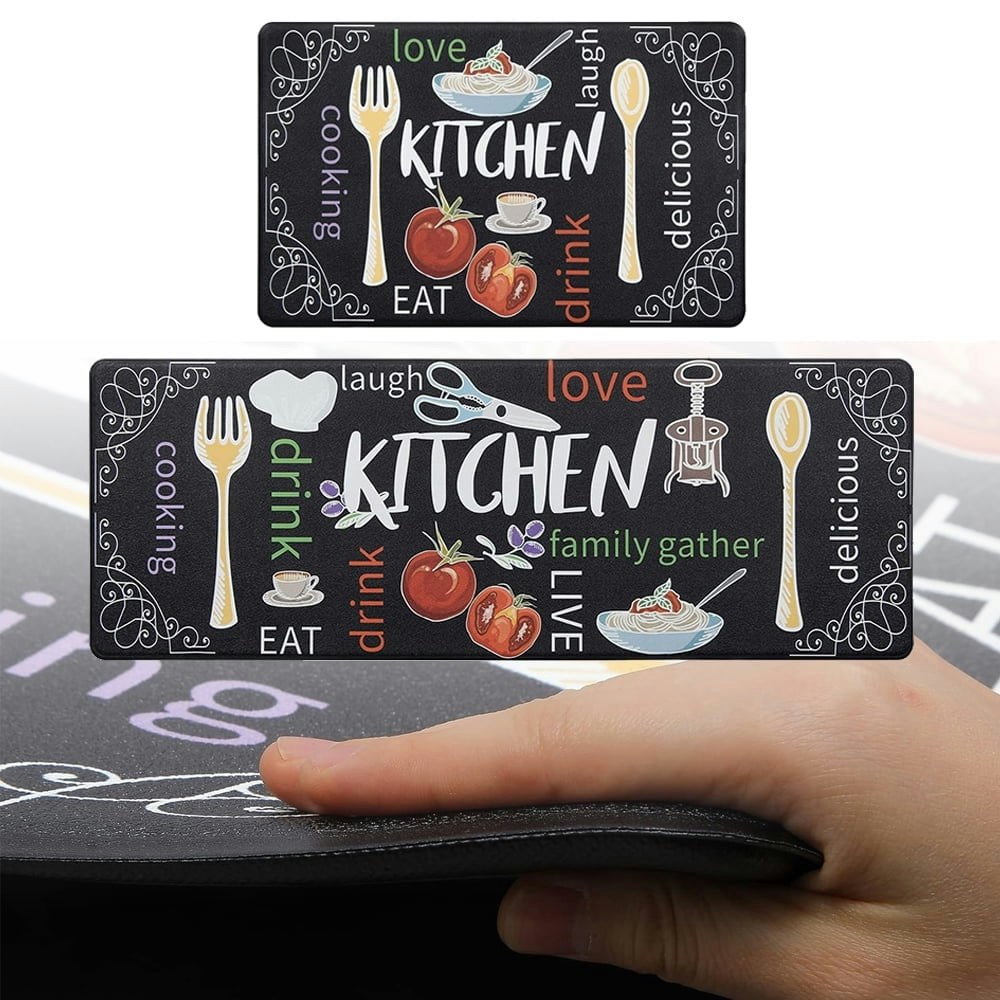 Findosom Anti-Fatigue Kitchen Standing Mat Set 2-Pack 18"x30" and 18"x47": $21.99