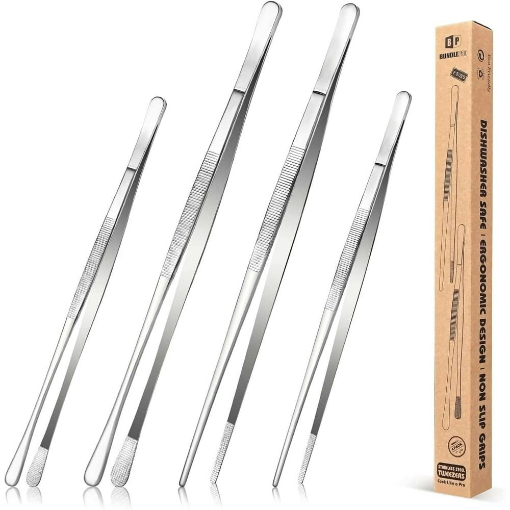 Bundlepro 10-Inch and 12-Inch Kitchen Tweezers Tongs 4-Pack: $19.66 Bundlepro 10-Inch and 12-Inch Kitchen Tweezers Tongs 4-Pack: $19.66