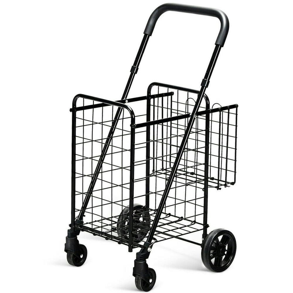 Costway Folding Shopping Cart Utility Trolley with Basket: $39.99