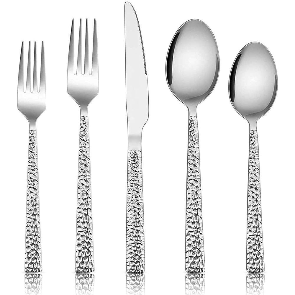 Vesteel 40-Piece Hammered Stainless Steel Silverware Set Service for 8: $25.99