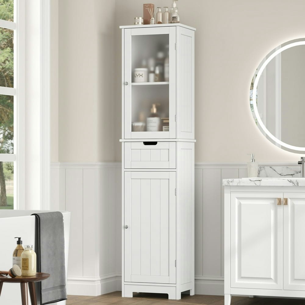 Homfa Bathroom Storage Tower Cabinet with Door and Drawers: $79.99