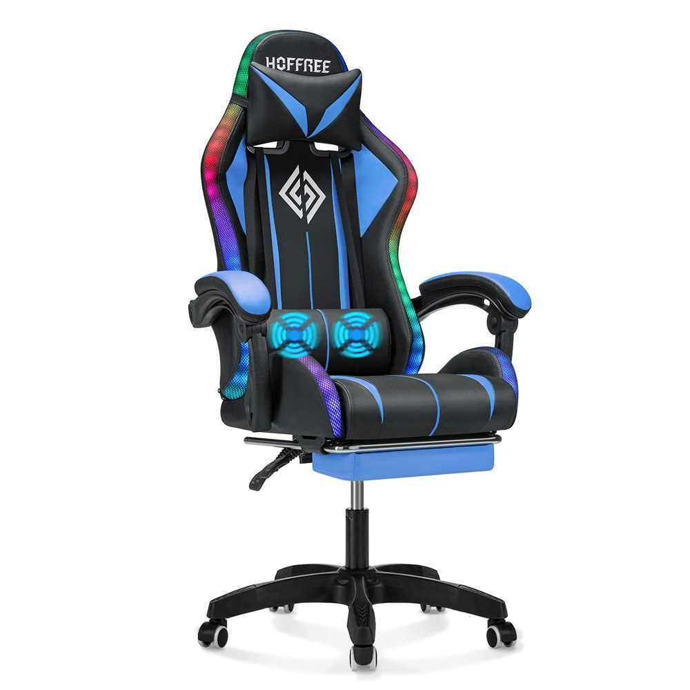 Hoffree Gaming Chair with Massage Footrest and LED Light: $126.98 Hoffree Gaming Chair with Massage Footrest and LED Light: $126.98