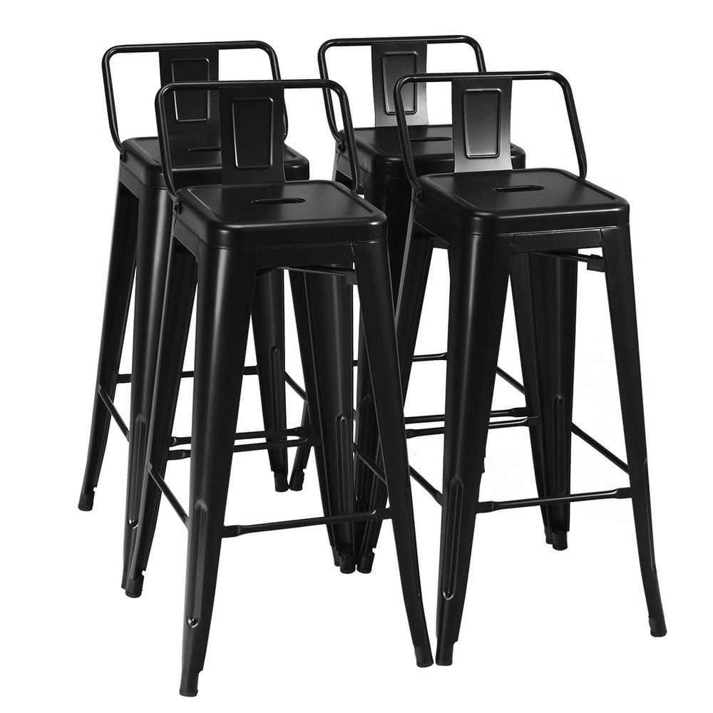 Set of 4 Industrial Metal Bar Stools 30" Bar Height Low Back Black: $124.69 Set of 4 Industrial Metal Bar Stools 30" Bar Height Low Back Black: $124.69