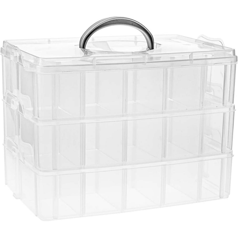 Casewin Clear 3-Tier Stackable Storage Box Organizer with 30 Adjustable Compartments: $17.99 Casewin Clear 3-Tier Stackable Storage Box Organizer with 30 Adjustable Compartments: $17.99