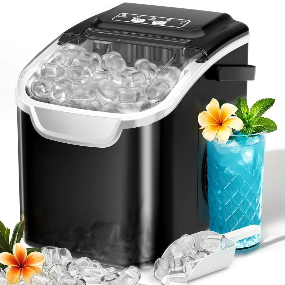 Auseo Countertop Ice Maker 26Lbs/24H Black: $56.97