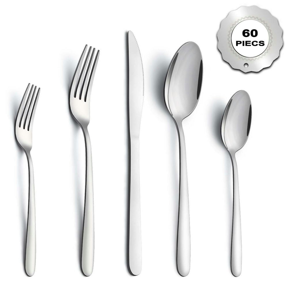 Bestdin 60-Piece Stainless Steel Silverware Set for 12: $20.99