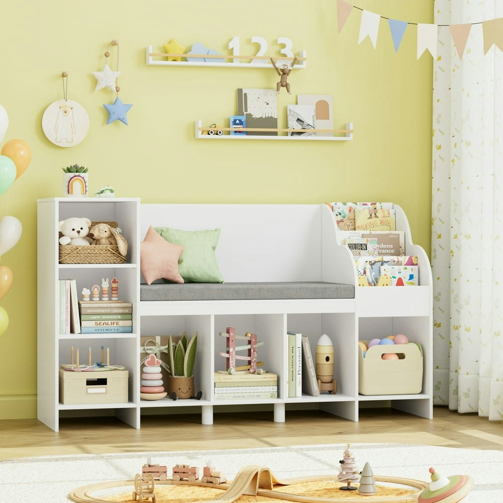 Homfa Kids Bookcase with Reading Nook and Toy Storage Cubes: $129.99