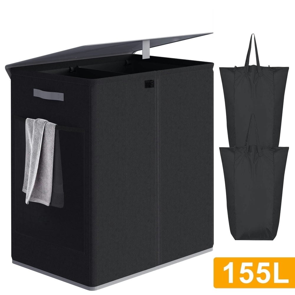 BGTREND Double Laundry Hamper with Lid 155L: $20.79