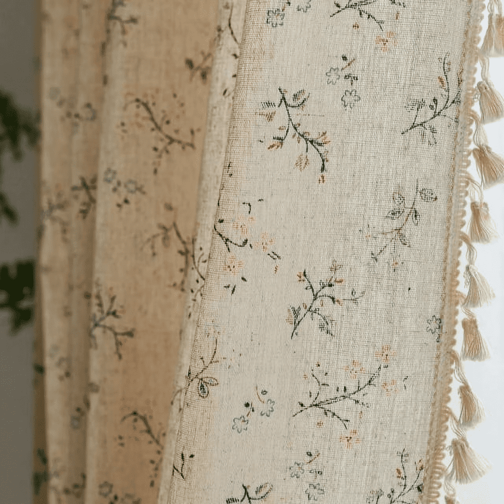 Seasonwood Floral Semi-Blackout Linen Curtains 1-Panel 59" x 84": $23.73