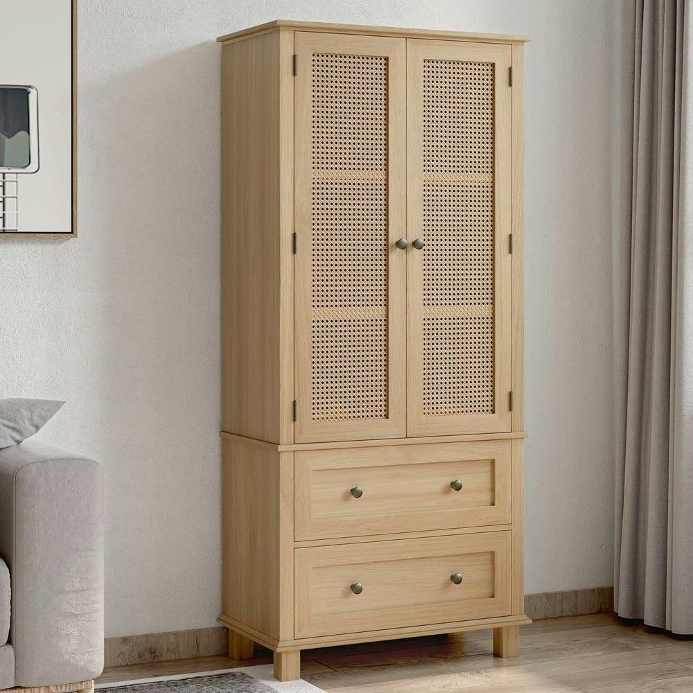 Homfa Rattan Tall Storage Cabinet with Doors and 2 Drawers: $179.98 Homfa Rattan Tall Storage Cabinet with Doors and 2 Drawers: $179.98
