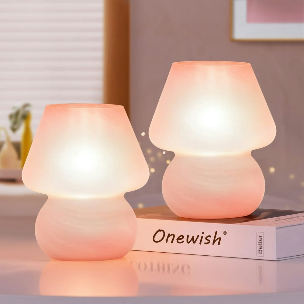 Mushroom Glass Bedside Table Lamps 2-Pack: $35.99 Mushroom Glass Bedside Table Lamps 2-Pack: $35.99