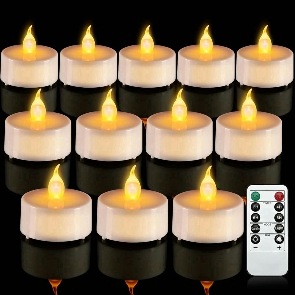 12pcs LED Flameless Tealight Candles with Remote Timer: $13.59 12pcs LED Flameless Tealight Candles with Remote Timer: $13.59