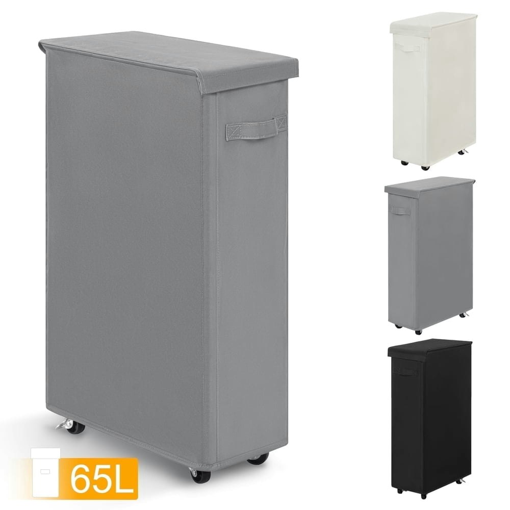 Bgtrend 65L Slim Laundry Hamper with Lid and Wheels: $14.99