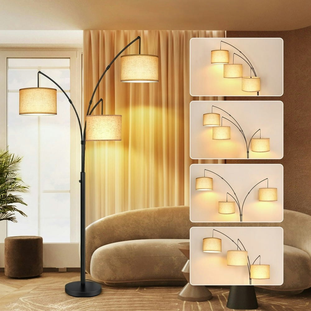 Outon 3-Light Arc Floor Lamp with Linen Shade 80": $62.99 Outon 3-Light Arc Floor Lamp with Linen Shade 80": $62.99