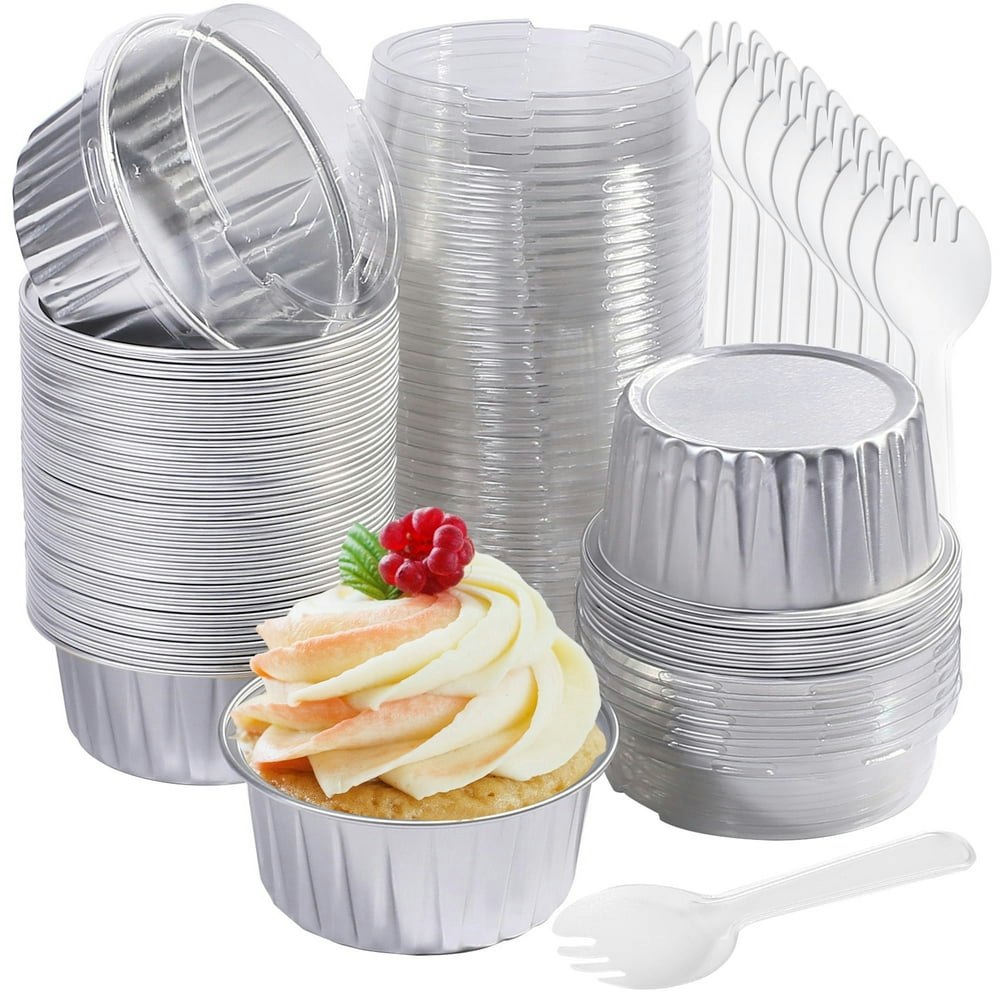 LotFancy 5-Ounce Aluminum Foil Mini Cake Pans with Lids 50-Pack: $13.99
