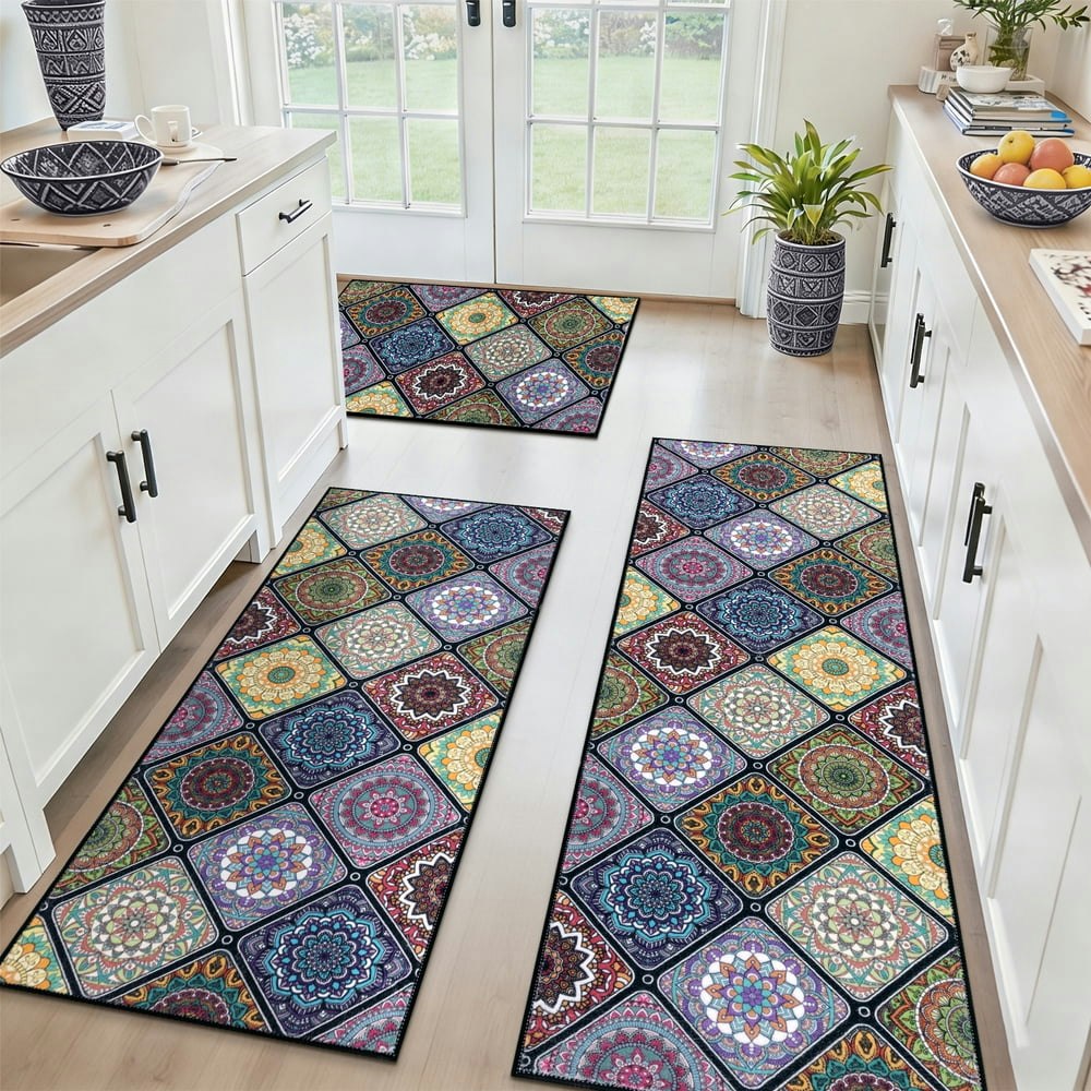 Findosom Boho Kitchen Rug Set 3-Piece: $31.99 Findosom Boho Kitchen Rug Set 3-Piece: $31.99