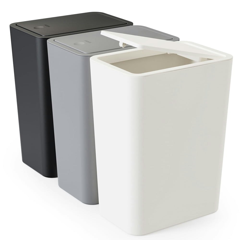 Tinana 10L Slim Trash Can with Lid 3-Pack: $19.99