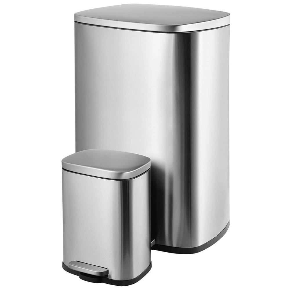 Arlopu Stainless Steel Step Trash Can Set 13.2 Gallon & 1.3 Gallon: $83.98