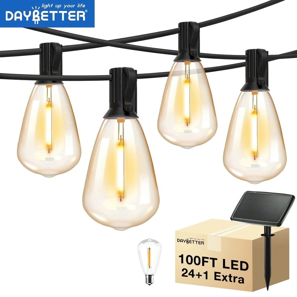 Daybetter 100ft Solar Outdoor String Lights with 24 Bulbs: $31.74 Daybetter 100ft Solar Outdoor String Lights with 24 Bulbs: $31.74