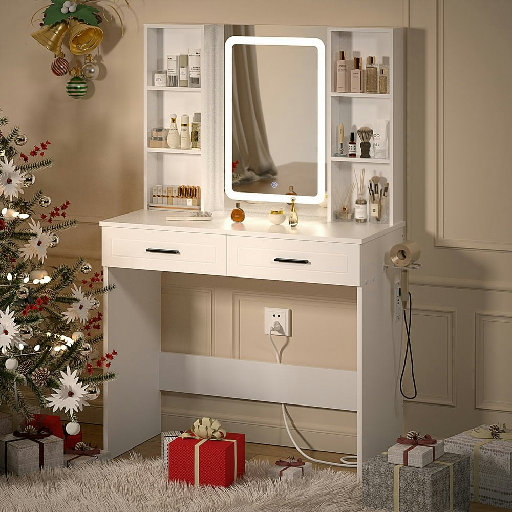 Hommpa Vanity Set with Mirror and LED Lights with Drawers and Charging Station: $89.98 Hommpa Vanity Set with Mirror and LED Lights with Drawers and Charging Station: $89.98