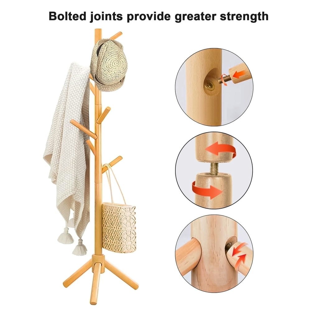 Stusgo Wooden Freestanding Coat Rack with 8 Hooks: $17.99 Stusgo Wooden Freestanding Coat Rack with 8 Hooks: $17.99