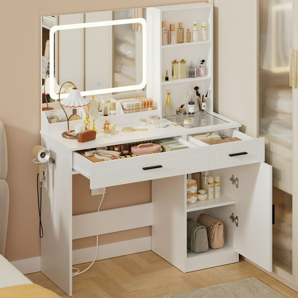 Hommpa Makeup Vanity Desk with LED Lighted Mirror and Charging Station: $115.98 Hommpa Makeup Vanity Desk with LED Lighted Mirror and Charging Station: $115.98