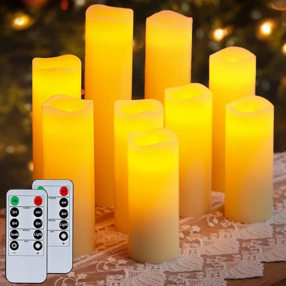 Hidawn Flameless LED Pillar Candles with Remote 9-Pack: $22.99 Hidawn Flameless LED Pillar Candles with Remote 9-Pack: $22.99