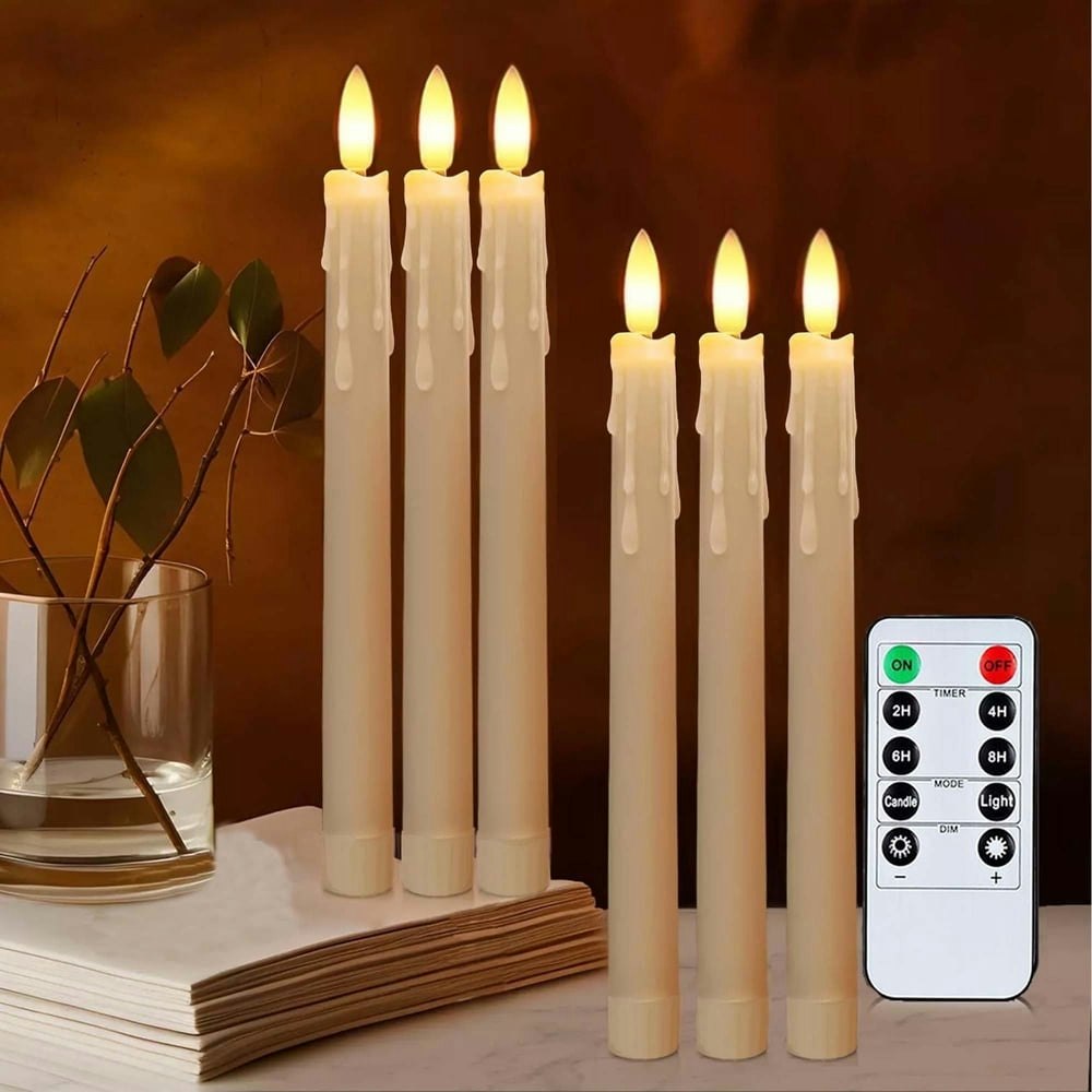 Hidawn Flameless LED Taper Candles 6-Pack with Remote Timer: $15.99 Hidawn Flameless LED Taper Candles 6-Pack with Remote Timer: $15.99