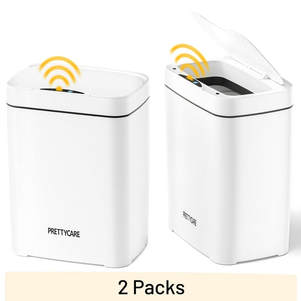 PrettyCare 3.6 Gal Touchless Bathroom Trash Can 2-Pack: $29.98