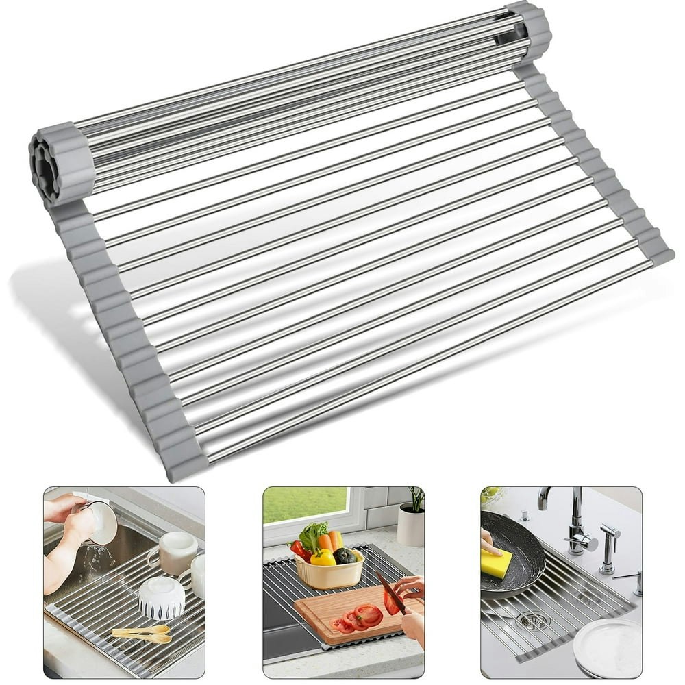Lanney 18.7" x 15.35" Roll-Up Stainless Steel Dish Drying Rack: $11.11 Lanney 18.7" x 15.35" Roll-Up Stainless Steel Dish Drying Rack: $11.11