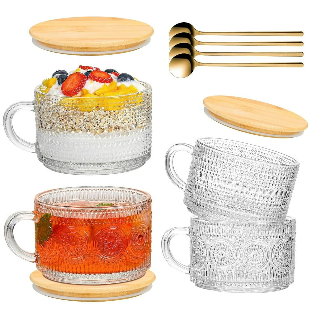 Tinana Vintage Glass Coffee Mugs 4-Pack 14oz: $17.99
