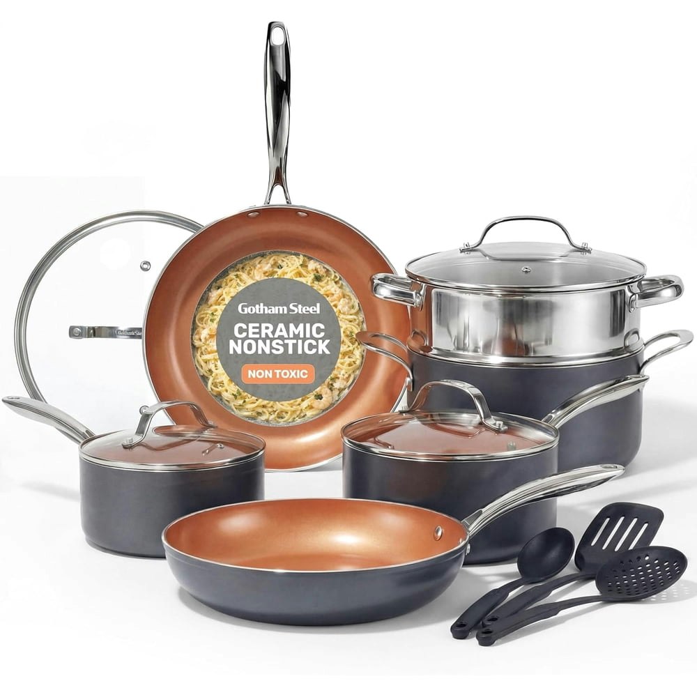 Gotham Steel 15-Piece Ceramic Nonstick Cookware Set: $76.99 Gotham Steel 15-Piece Ceramic Nonstick Cookware Set: $76.99