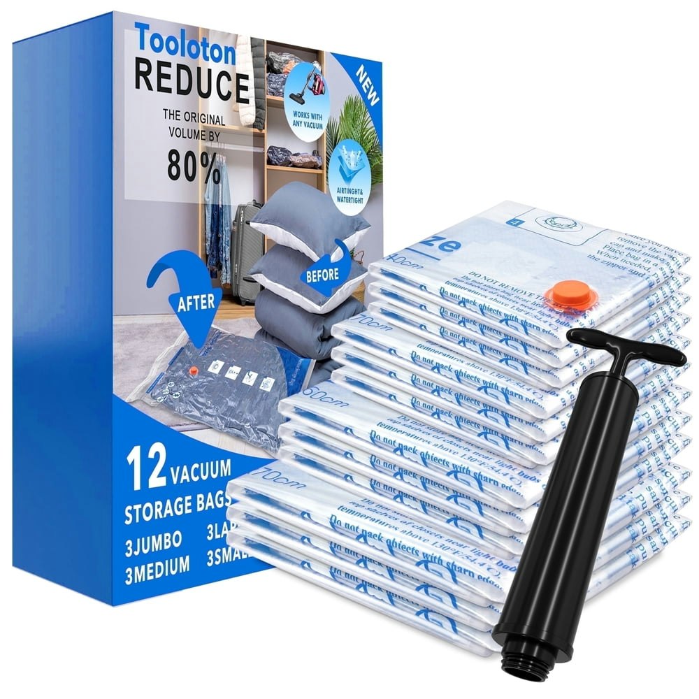 Tooloton Vacuum Storage Bags 12-Pack: $11.89 Tooloton Vacuum Storage Bags 12-Pack: $11.89