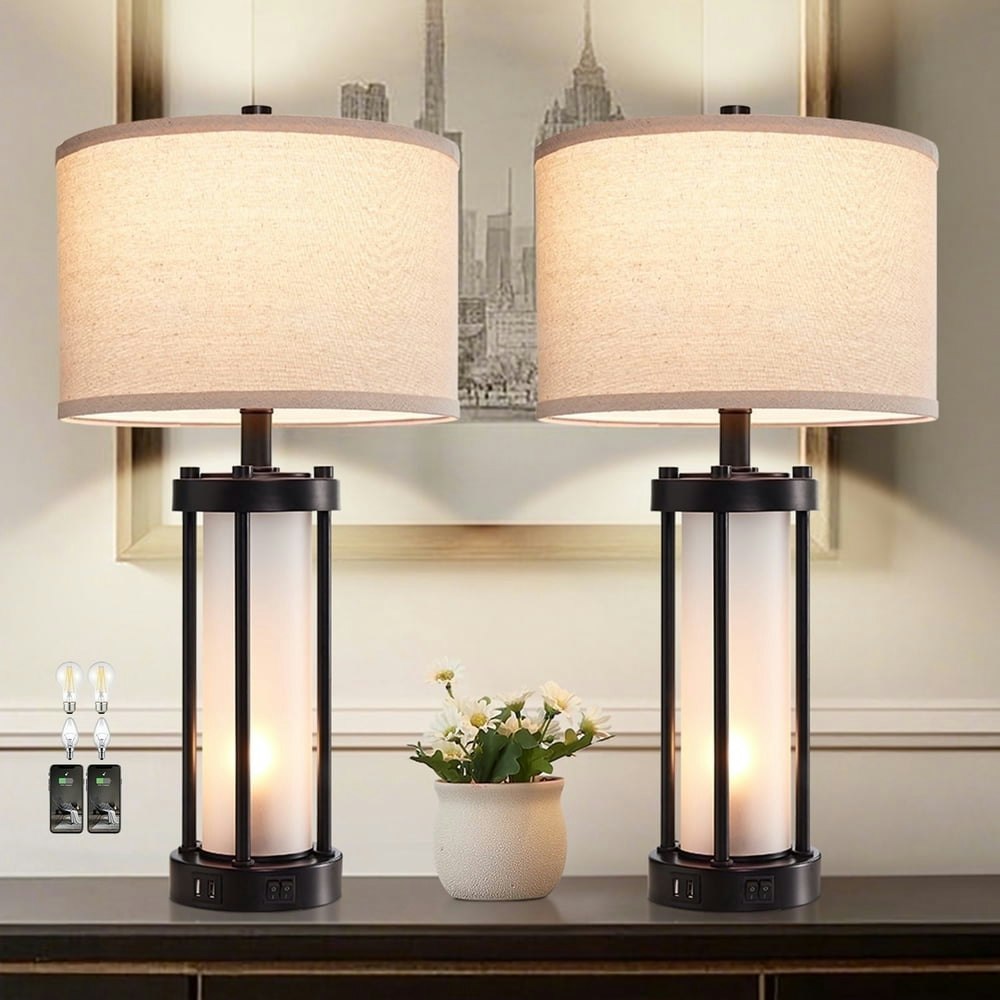 Roria 24" Modern Table Lamps 2-Pack with Dual USB C and A Charging Ports and Night Light: $79.99 Roria 24" Modern Table Lamps 2-Pack with Dual USB C and A Charging Ports and Night Light: $79.99