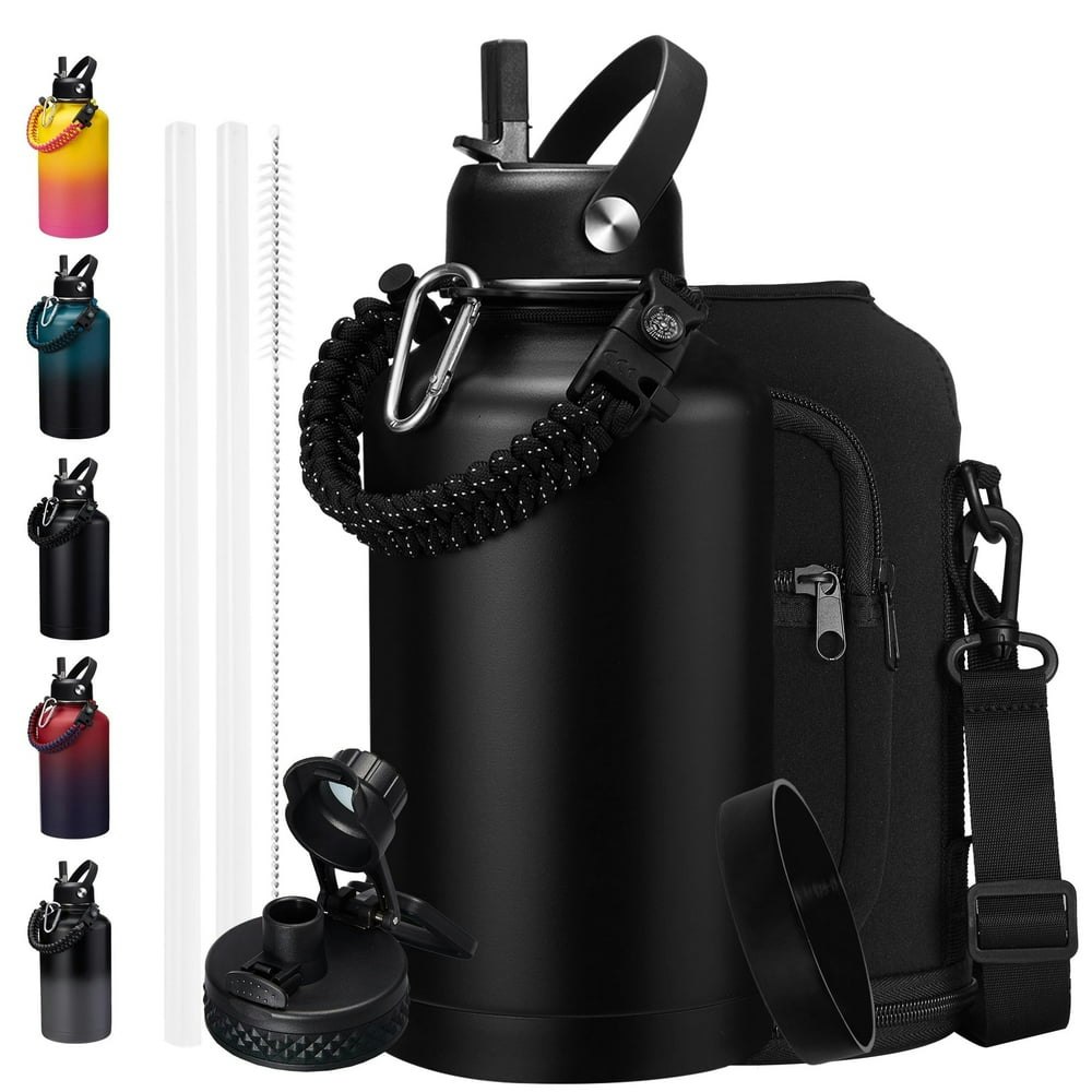 64 oz Insulated Metal Water Bottle with Straw and Auto Spout Lids: $31.49 64 oz Insulated Metal Water Bottle with Straw and Auto Spout Lids: $31.49