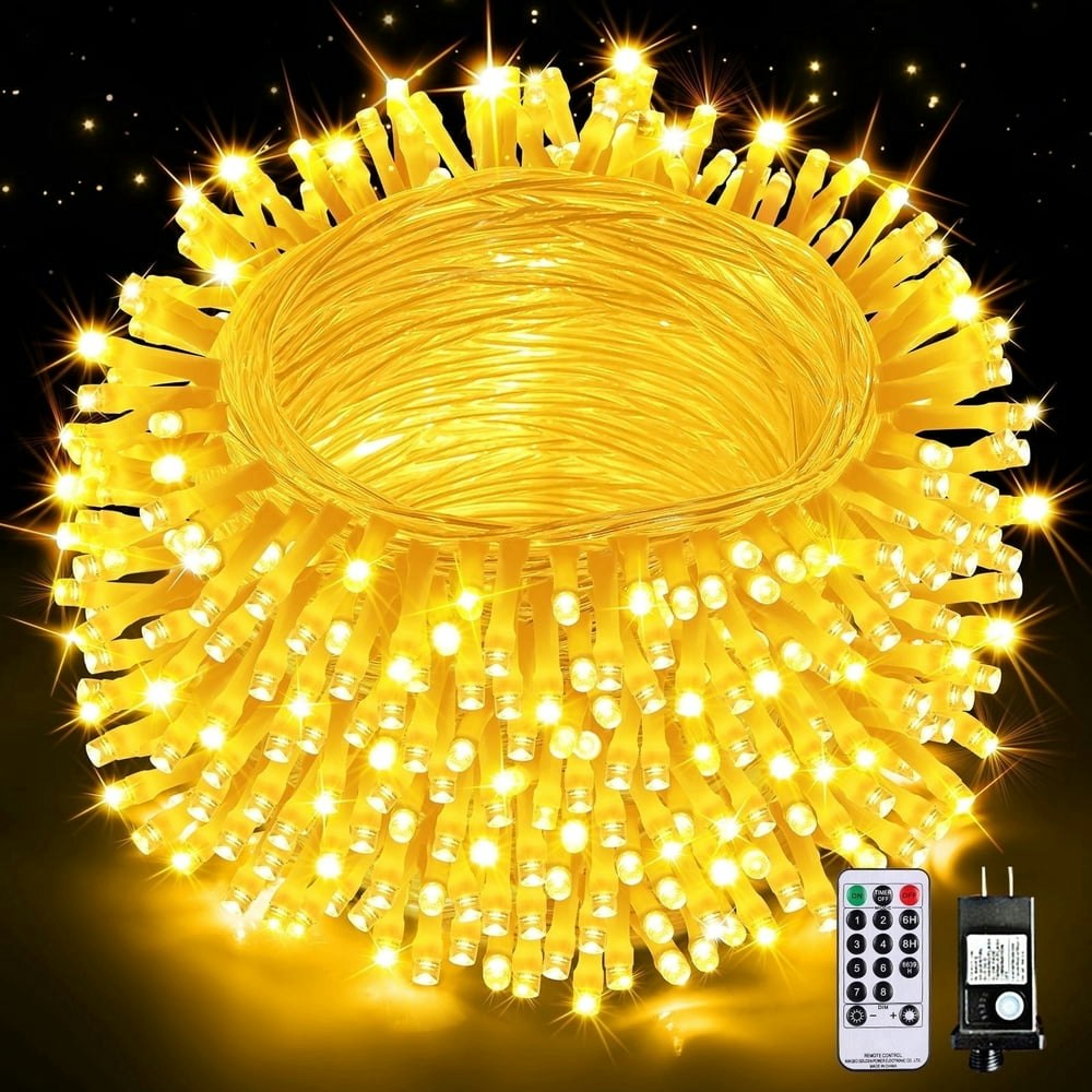 200 LED Warm White String Lights 33FT w/ Remote: $10.95
