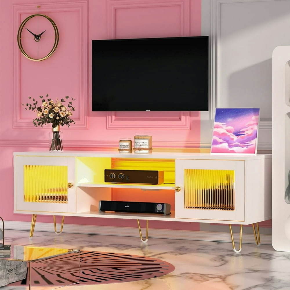 Behost Modern TV Stand for 65-Inch TV with LED Lights and Power Outlets: $89.97 Behost Modern TV Stand for 65-Inch TV with LED Lights and Power Outlets: $89.97