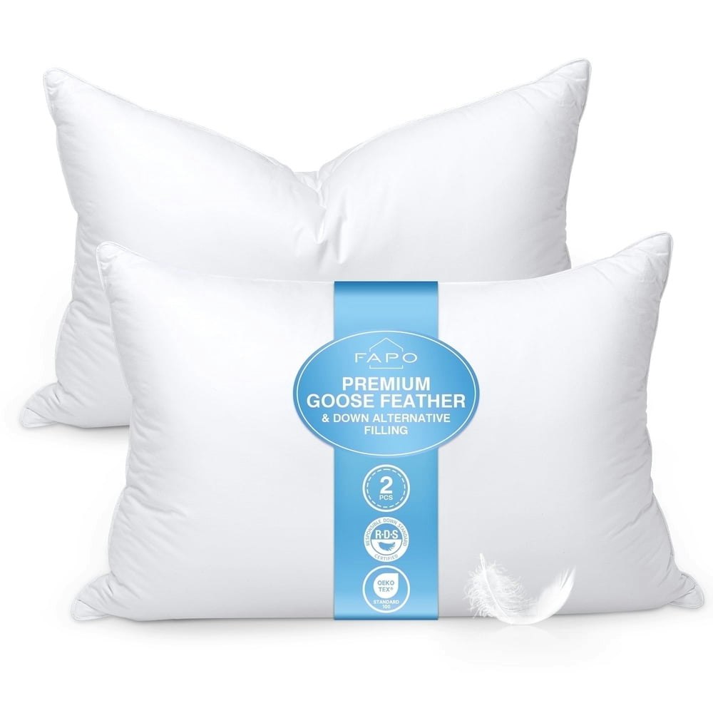 Fapo Queen Goose Feather and Down Bed Pillows 2-Pack: $35.35
