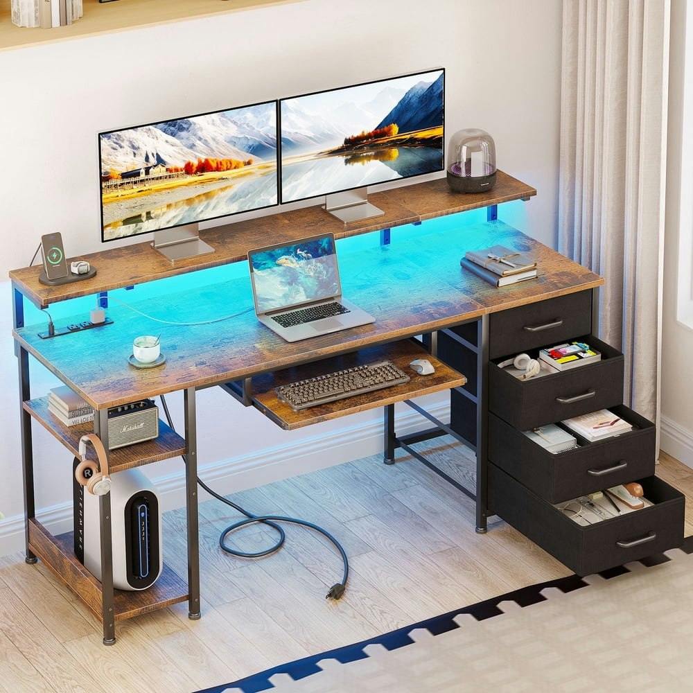 Casacomoda 55" Office Desk with Power Outlet and Adjustable Monitor Stand: $89.99