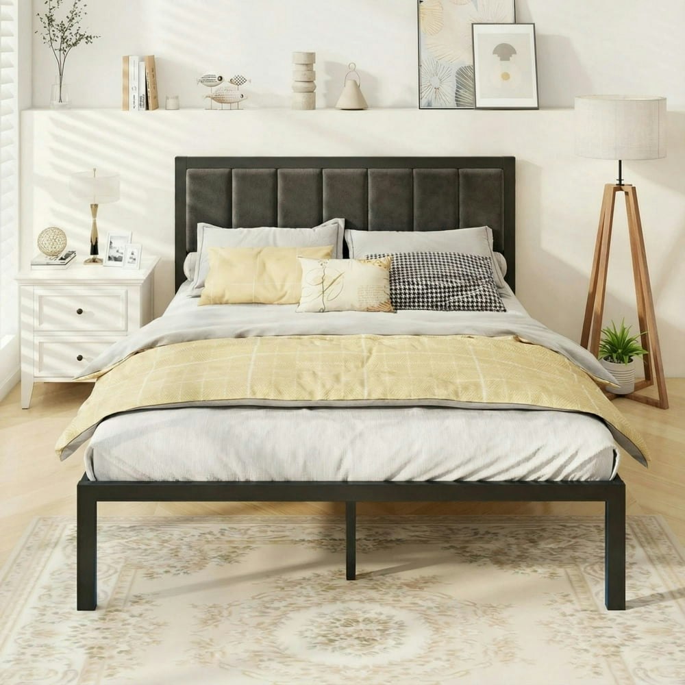Dayago Queen Bed Frame with Upholstered Headboard LED Light and USB Port: $89.99