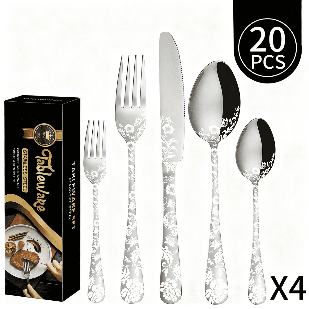 Jetcloudlive 20-Piece Stainless Steel Silverware Set for 4: $17.99