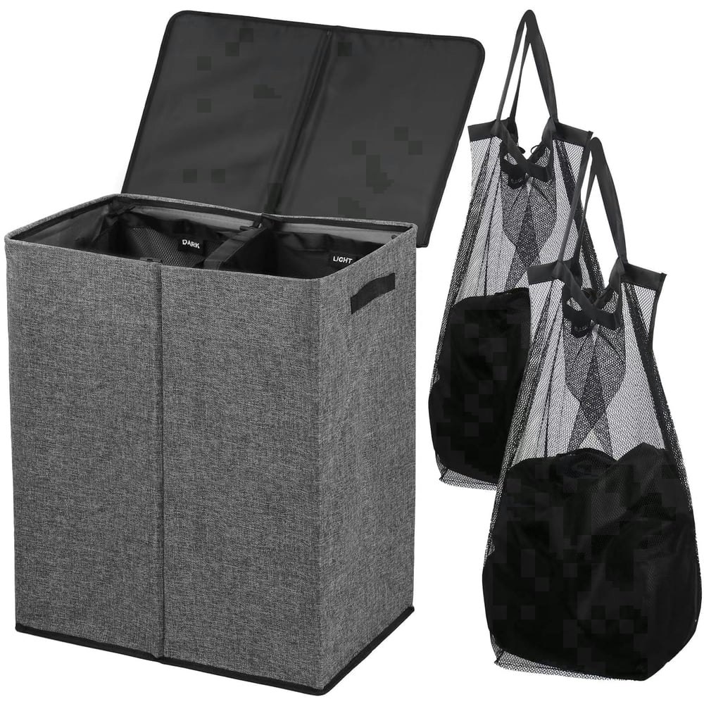 Okaka 142L Double Laundry Hamper with Lid 2-Compartment: $29.99